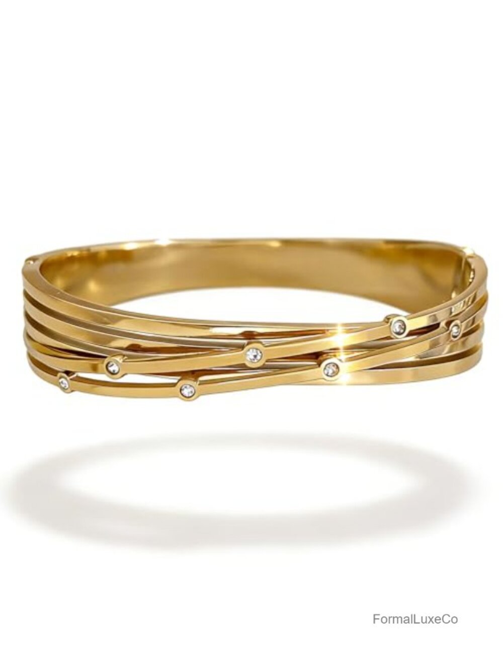 Multi-Layered Crisscross Bangle Bracelet for Women, Alloy, Sparkling Accents